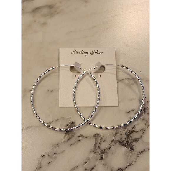 Sterling Silver Twisted Hoop Earrings Lightweight Women's Jewelry Minimalist - Picture 1 of 5